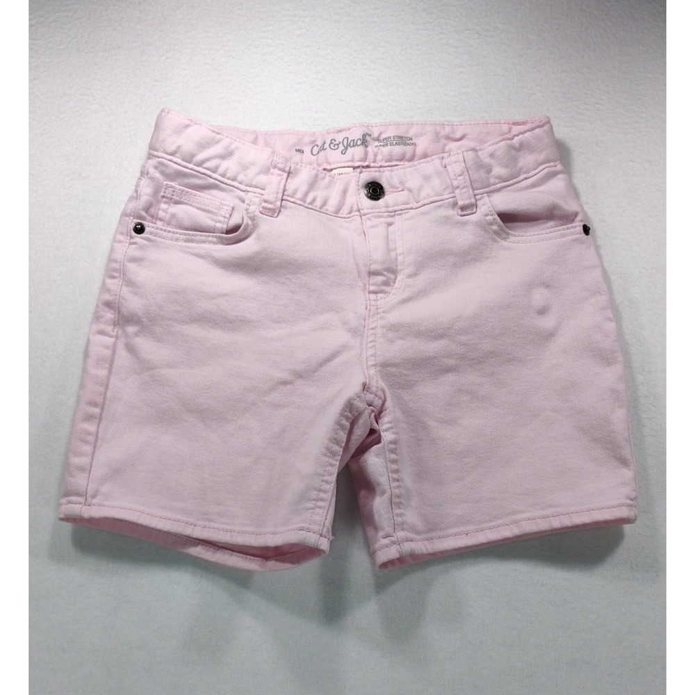 Cat & Jack Girls Pink Super Stretch Midi Denim Shorts Size L 10/12‎